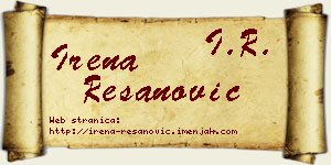 Irena Resanović vizit kartica